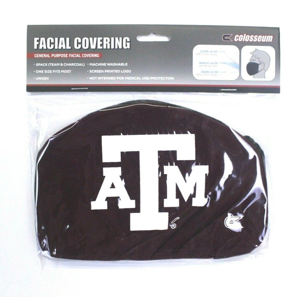 Colosseum Texas A&M Aggies Logo 2-Pack Facial Covering Face Masks - Adult Unisex